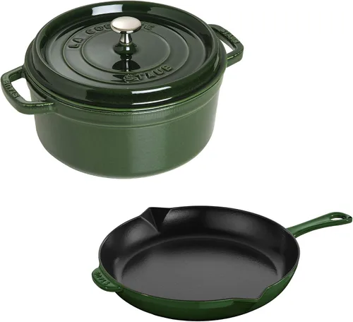 Vista 3 de Staub Juego de sartén y cocotte de hierro fundido de 3 piezas, color cereza