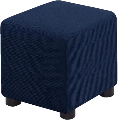 Vista 8 de Funda para Otomán Cuadrada Plegable de Almacenamiento Fundas para Otomán Jacquard Elásticas Cubo Reposapiés Fundas para Taburete ProZtector con Beige