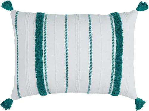 Vista 20 de Indigo Ink - Almohadas decorativas para sofá o cama, decoración bohemia del hogar, almohada redonda de algodón de 20 x 20 pulgadas con borlas