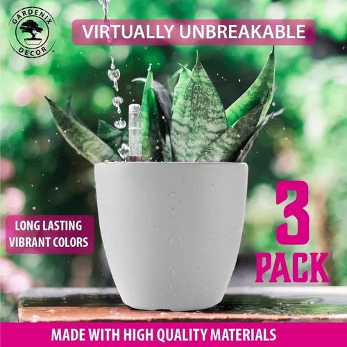 Vista 8 de GARDENIX DECOR Macetas de Riego Automático para Plantas de Interior, Pack de 3 - Maceta con Indicador de Nivel de Agua para Plantas, Herramienta