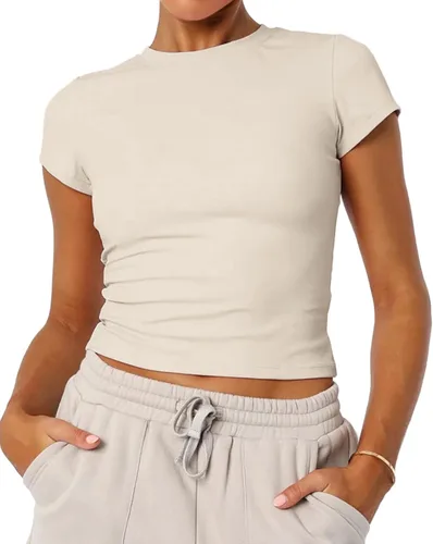 Vista 10 de Camisetas básicas de manga corta con cuello redondo para mujer de verano Y2K, lindas para salir, camisetas estilo bebé