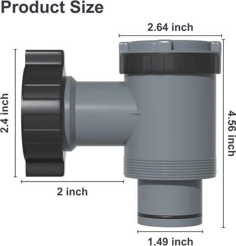 Vista 2 de Válvula de émbolo para piscinas Intex, conexión de válvula de émbolo 38 compatible con manguera de bomba de piscina, interruptor de bomba de filtro