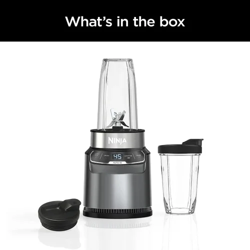 Vista 9 de Ninja BN400 Nutri Pro - Licuadora personal compacta, tecnología Auto-iQ, 1000 vatios, para bebidas congeladas, batidos, salsas y más, con tazas