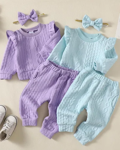 Vista 2 de Conjunto de ropa de bebé para niña, tops y pantalones, ropa para niñas pequeñas, sudaderas para bebés