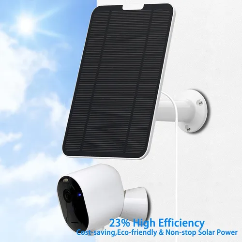 Vista 4 de Panel solar de 4 W y 6 V compatible con Arlo Pro 3/Pro 4/Ultra/Ultra 2/Go 2, incluye soporte de pared seguro, IP65 resistente a la intemperie, cable