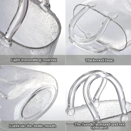 Vista 3 de Jarrón de cristal multifuncional para flores, florero de vidrio de mano multifuncional, bolsa única para pecera, jarrón de vidrio, único