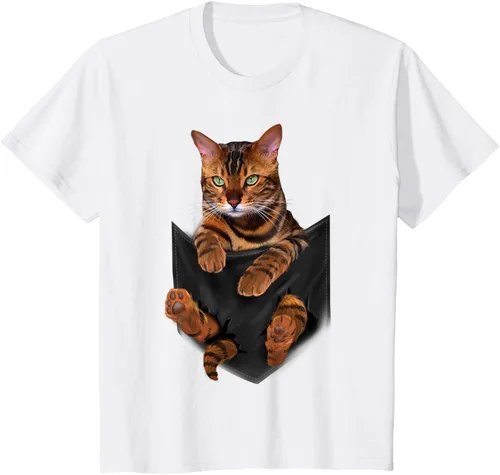 Vista 64 de Camiseta de bolsillo con estampado de tigre y gato Negro