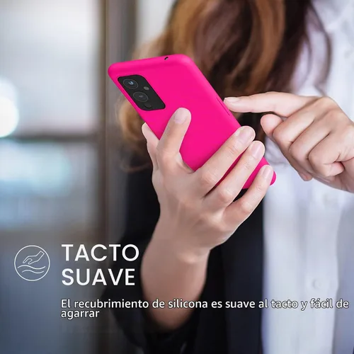 Vista 4 de kwmobile Funda compatible con OnePlus 9 (versión EU/NA) - Funda de silicona TPU con acabado suave - Rosa neón