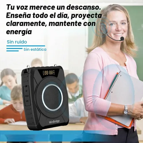 Vista 2 de Amplificador de voz inalámbrico de 20W con micrófono de auriculares UHF