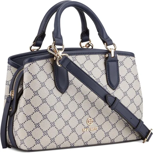 Vista 4 de Nine West Saoirse Small Satchel, logotipo azul marino, azul marino logo