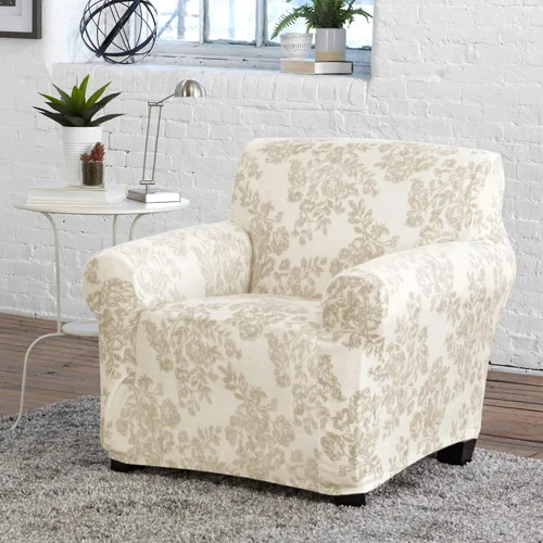 Vista 2 de Great Bay Home Funda elástica de felpa de terciopelo para silla con brazo, protector de muebles de silla de terciopelo, suave, antideslizante, alta