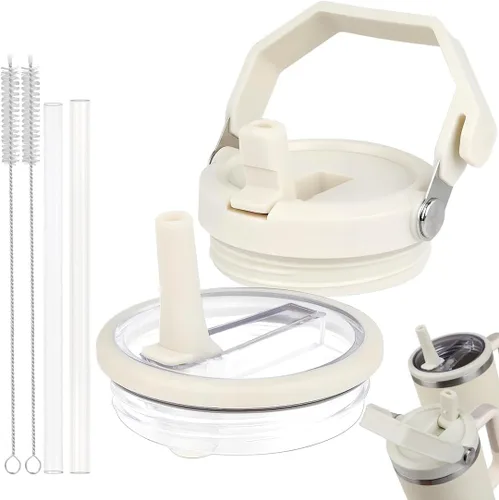 Vista 8 de 2 vasos de 40 onzas de capacidad, tapa abatible con popote de repuesto, para Stanley Quencher, a prueba de fugas, resistente a salpicaduras, tapa a