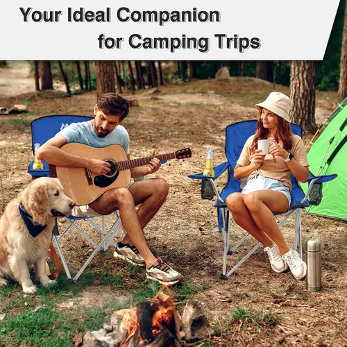 Vista 6 de Silla de camping Elevon, silla plegable portátil al aire libre con brazos, soporte para tazas y bolsa de transporte