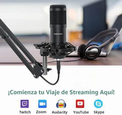 Vista 6 de Micrófono de condensador USB para podcast en PC: kit de micrófono de estudio con chipset de sonido profesional cardioide de 192KHz/24 bits