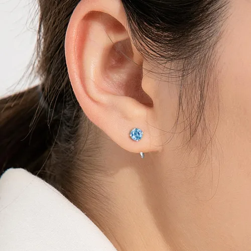 Vista 21 de Aretes pequeños de plata de ley 925 para mujer