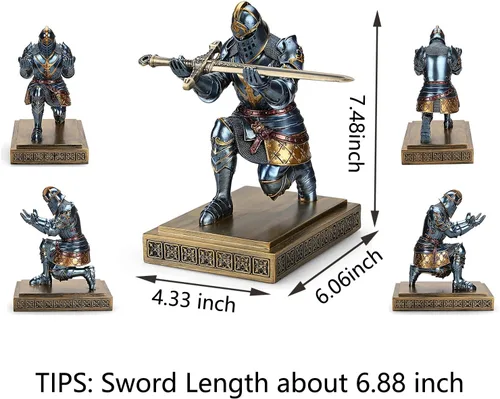 Vista 10 de King's Guard Knight - Soporte para bolígrafos, organizadores de escritorio y accesorios, soporte de resina para lápices como regalo para oficina