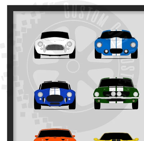 Vista 4 de Custom Car Posters Póster hecho a mano compatible con Shelby Evolution Print Wall Art Décor Best of Shelby Generations, multicolor, 8 x 10 pulgadas