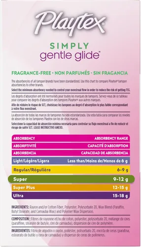 Vista 8 de Tampones Playtex Simply Gentle Glide sin perfume, superabsorción, 36 unidades (paquete de 1) (el empaque puede variar)