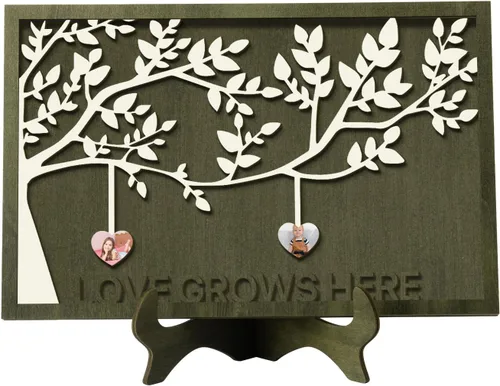 Vista 29 de Regalos para mamá, letrero de árbol familiar personalizado con nombres personalizados, placas de madera, decoración grabada con nombres familiares