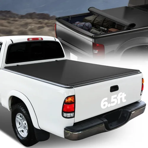 Vista 17 de Auto Dynasty - Cubierta suave de tres pliegues para plataforma de camioneta, compatible con Toyota Tundra 2014-2019, plataforma Fleetside/Styleside