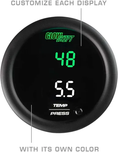 Vista 5 de GlowShift Kit de manómetro digital de doble Celsius de 10 colores y temperatura de barra - para aumento, PSI de aceite, agua y temperatura trans.