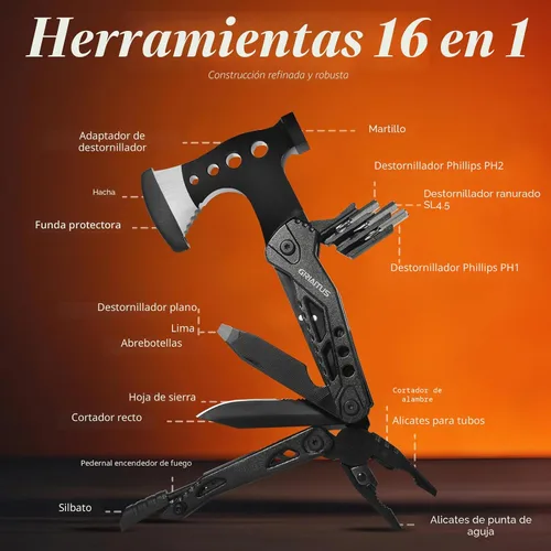 Vista 2 de Accesorios de multiherramienta para acampar, rellenos de calcetines para hombres 16 en 1 Multiherramienta Equipo de supervivencia con hacha
