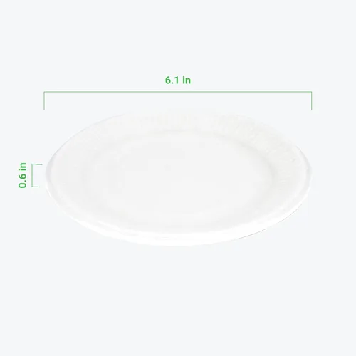 Vista 5 de Platos de comedor desechables de 6 pulgadas, resistentes, 100% biodegradables, aptos para horno, hechos de fibras ecológicas de bagazo de caña