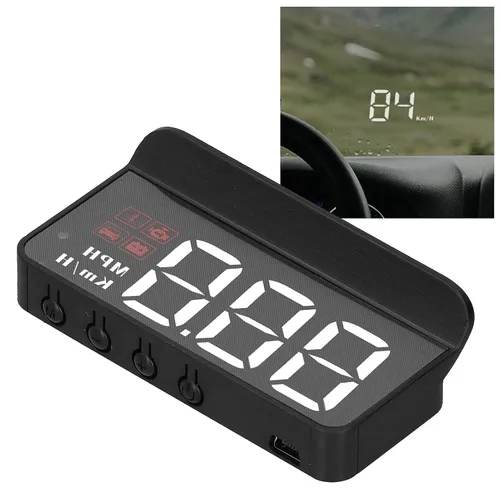 Vista 2 de Obdii Hud, velocímetro de coche, Obd2 Hud proyector de parabrisas multifunción medidor de alarma fatiga recordatorio de conducción