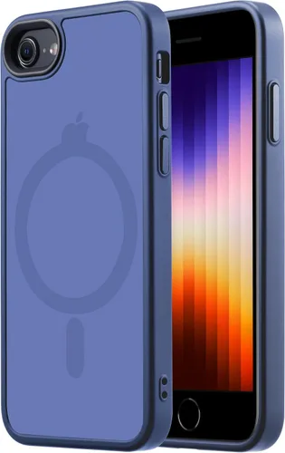 Vista 8 de Tigowos Funda magnética translúcida para iPhone 8 Plus con carga inalámbrica MagSafe anti-amarilla, antihuellas, a prueba de golpes, funda Rojo