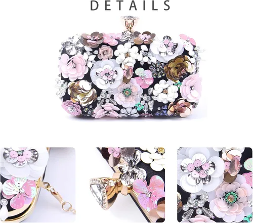 Vista 4 de Lanpet Bolso de mano de noche con correa de cadena para mujer, bolso de hombro