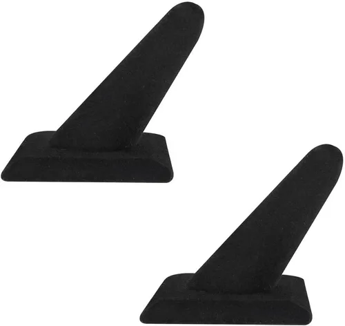 Vista 2 de 2 PC de terciopelo negro solo anillo de dedo bandeja inserción escaparate caja colector
