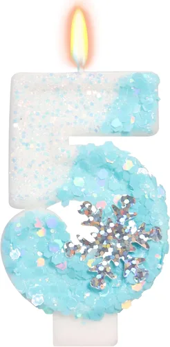 Vista 40 de Velas de cumpleaños con temática de nieve, suministros de fiesta de cumpleaños de invierno, decoración de pastel número 0 de 2.76 pulgadas (número 0)