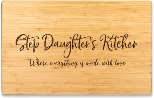 Vista 15 de Andaz Press Tabla de cortar grande de madera de bambú, 17.75 x 11 pulgadas, Aunt's Kitchen Where Everything is Made With Love, 1 paquete, tabla