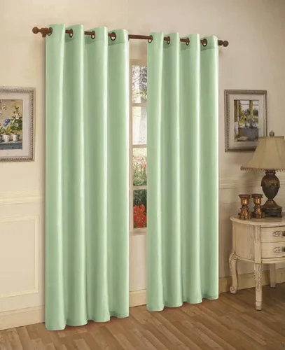 Vista 10 de J&V TEXTILES 2 paneles de cortinas de seda sintética con ojales sólidos para ventana, tratamiento en longitud de 84" (Beige)*