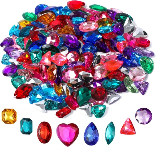 Vista 9 de RICHNESS 110 piezas Joyas Autoadhesivas para Manualidades Jumbo Bling Pegatinas de Gemas de Cristal Formas y Colores Surtidos Pegatinas de Strass