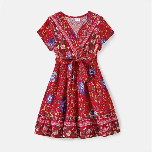 Vista 3 de PATPAT Vestidos de mamá y yo a juego para la familia, vestido de lunares con mangas voladas para madre e hija