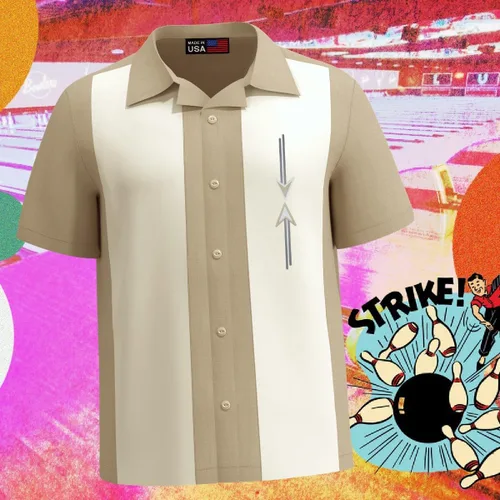 Vista 4 de Lucky Paradise Camisa de campamento para hombre, estilo cubano vintage, camisa de bolos Curazao ~ Guayabera estilo camisa de vestir