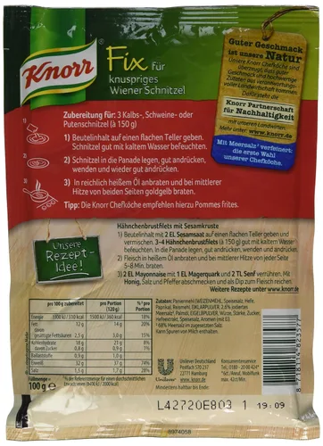 Vista 2 de Knorr Fijar el escalope de Wiener crujiente (knuspriges Wiener-Schnitzel) (paquete de 4)