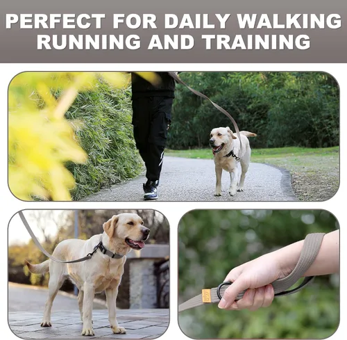 Vista 3 de Lynxking Correa de entrenamiento para perros, correa de doble asa resistente de 6 pies con 2 asas acolchadas, correa de seguridad reflectante larga