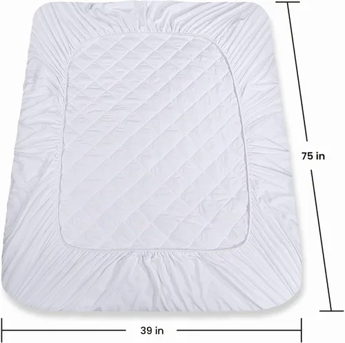 Vista 5 de Utopia Bedding Protector de colchón acolchado (individual) – Protector de colchón elástico ajustable – La funda de colchón se estira hasta 16 Blanco