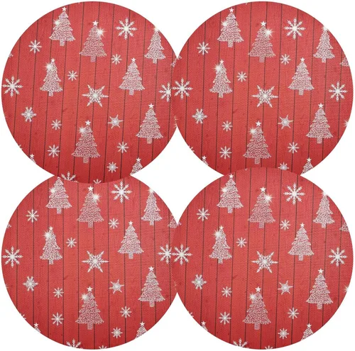 Vista 2 de Stylized Planket Christmas Trees Table Placemat, Non Slip Heat Resistant Place Mats for Dinner Table for Kitchen one sizex1