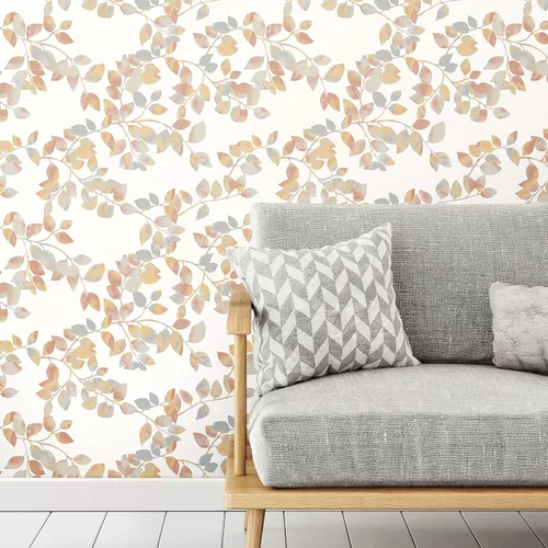Vista 2 de RoomMates RMK11947WP Latvus - Papel tapiz autoadhesivo naranja y gris
