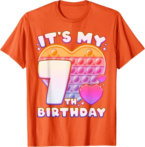 Vista 89 de Pop-it Birthday Girl 7 años de edad, Push it Pop Fidget Bubble Camiseta, Negro