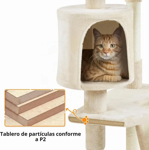 Vista 8 de Yaheetech Árboles para Gatos de Múltiples Niveles Torres para Gatos 79 pulgadas Árbol para Gatos de Interior con Postes Rascadores Cubiertos de Beige