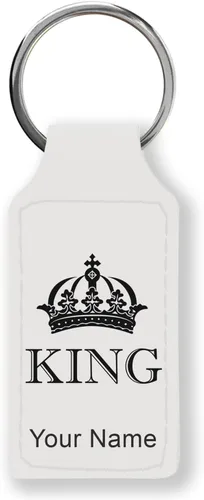 Vista 38 de Llavero rectangular, corona de rey, grabado personalizado incluido, Bambú