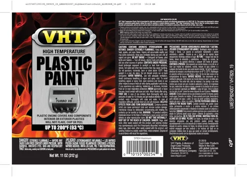 Vista 2 de VHT Pintura plástica de alta temperatura, aluminio, 11 oz