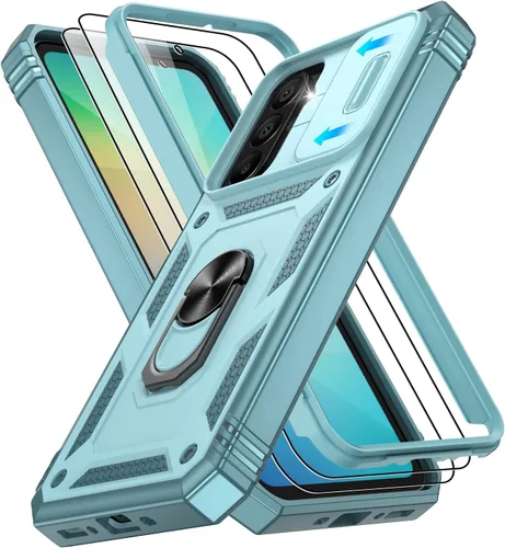 Vista 250 de Gritup Funda para Google Pixel 6 con cubierta deslizante para cámara y protector de pantalla (2 unidades), soporte de anillo giratorio 360°, funda