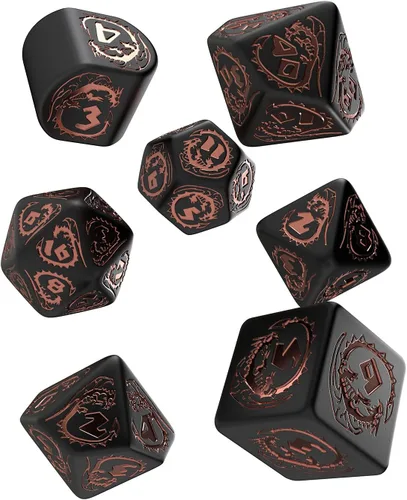 Vista 2 de Dragons Modern - Juego de dados negros y cobre