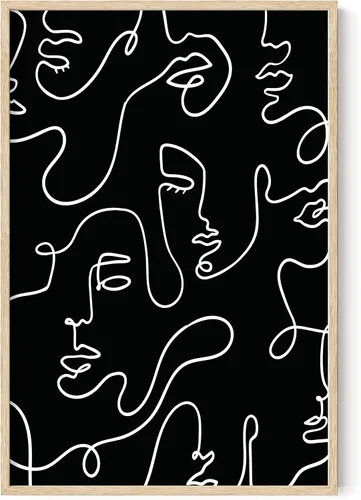 Vista 62 de HAUS AND HUES Arte de pared minimalista - Dibujo moderno de líneas abstractas, impresión de boceto femenino simple, obra de arte para el hogar