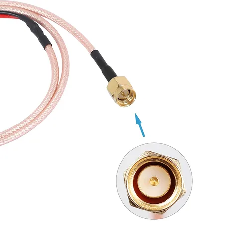 Vista 4 de XMSJSIY SMA macho a Dupont cable coaxial de prueba coaxial conduce cable conector adaptador cable de extensión (rojo+negro)-1 unids